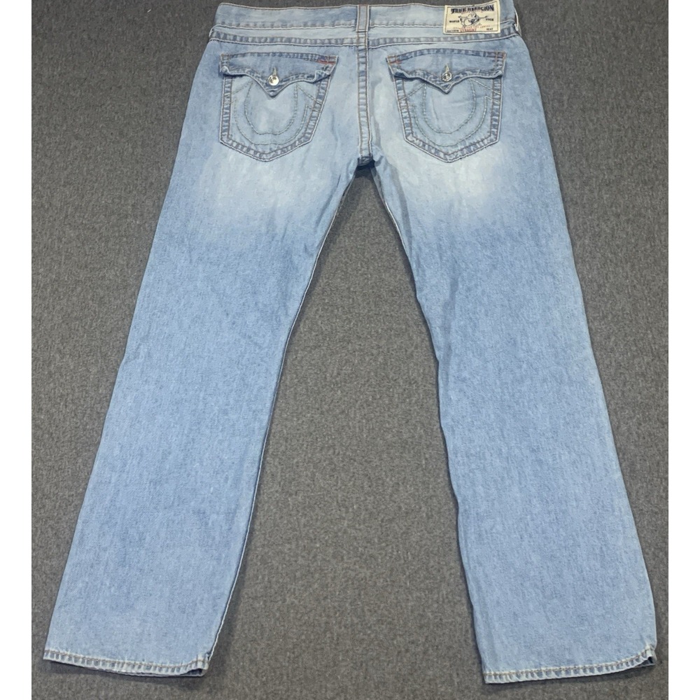 True Religion Big T World Tour Men's Straight Mid Rise Blue Denim Jeans 40x33